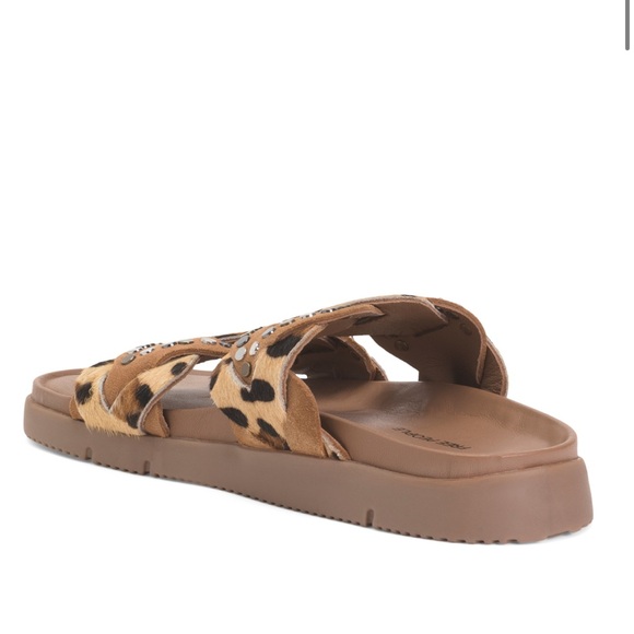 NEW 🐆 Free People Leopard Patterned Studded Slides - Picture 3 of 5